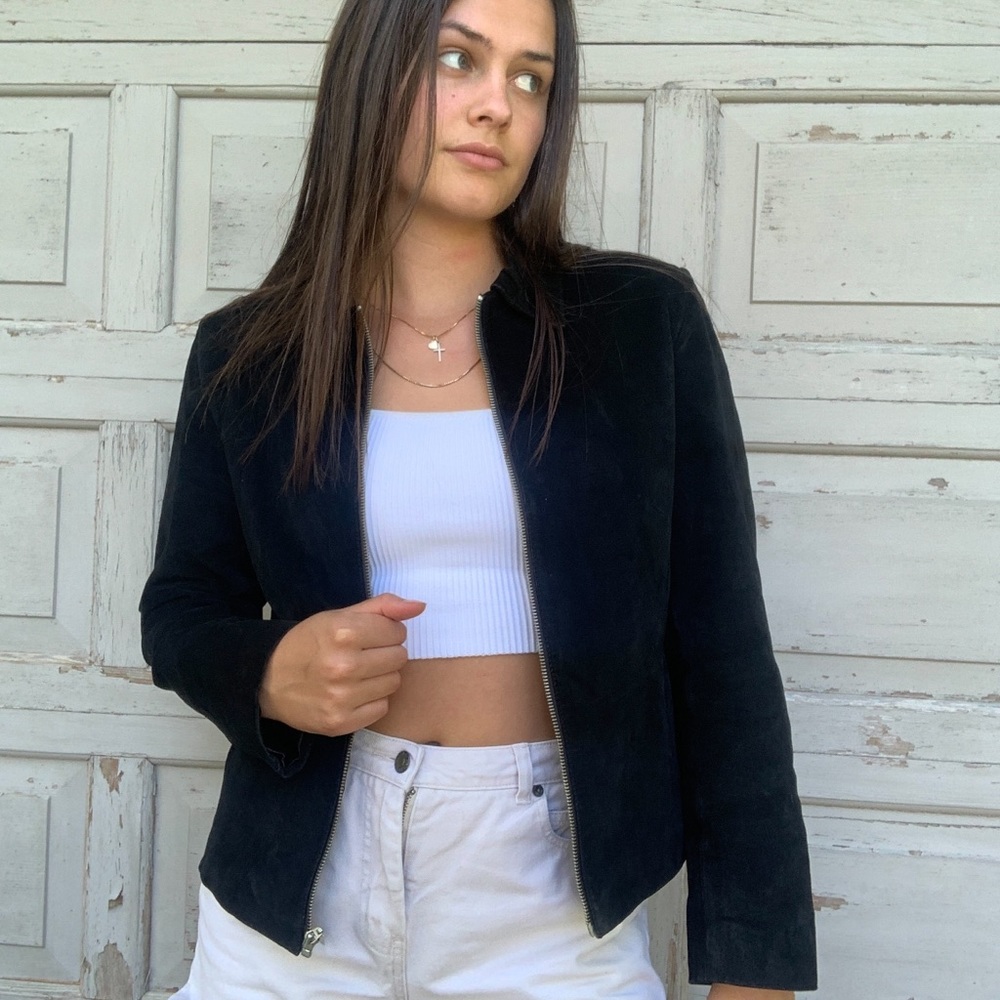 Vintage Leather Jacket (Black Suede!)